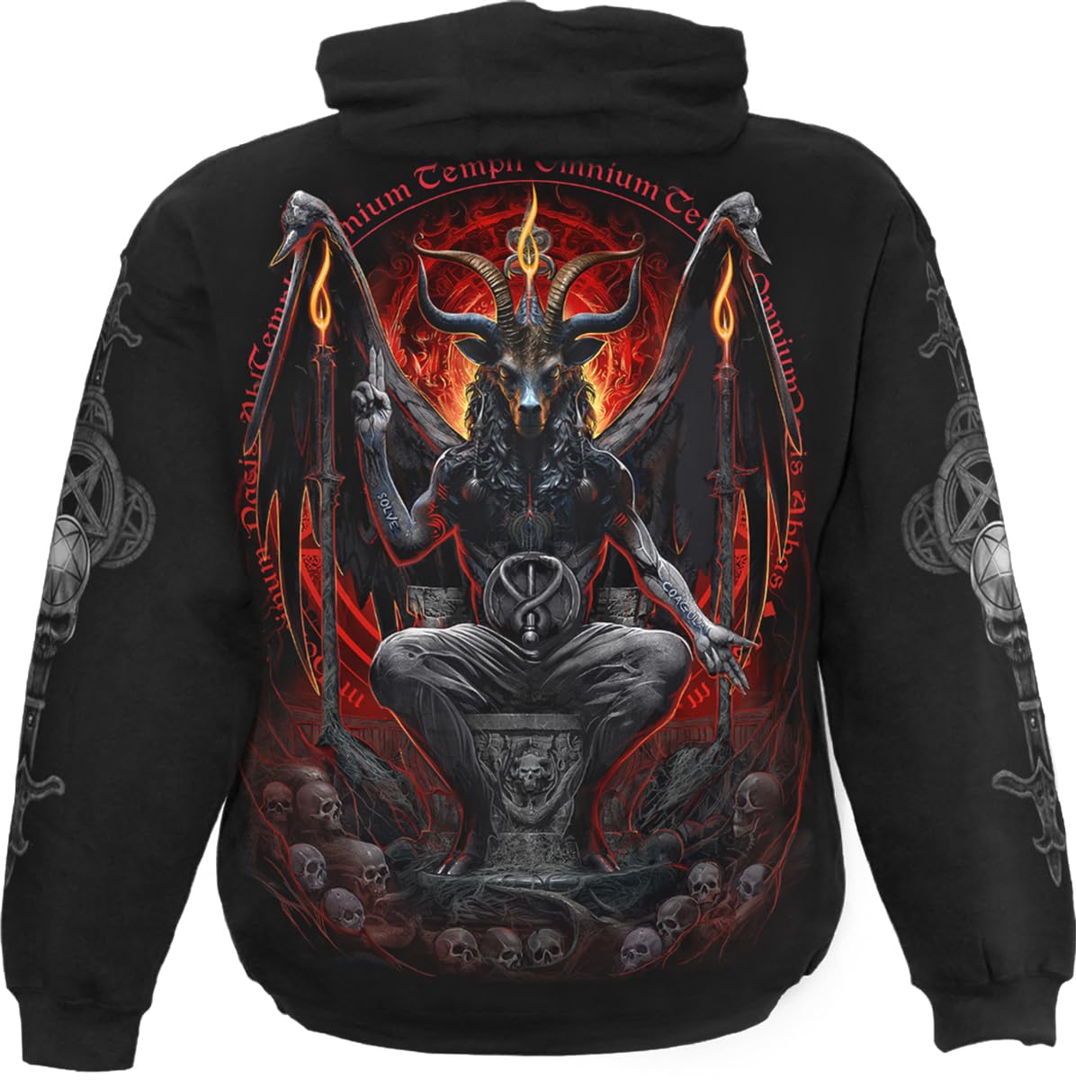 Spiral Baphomet Uomo Felpa con Cappuccio Nero 100% Cotone Regular