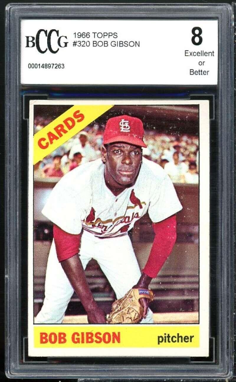 1966 Topps #320 Bob Gibson Card BGS BCCG 8 Excellent+ - Slabbed Baseball Cards