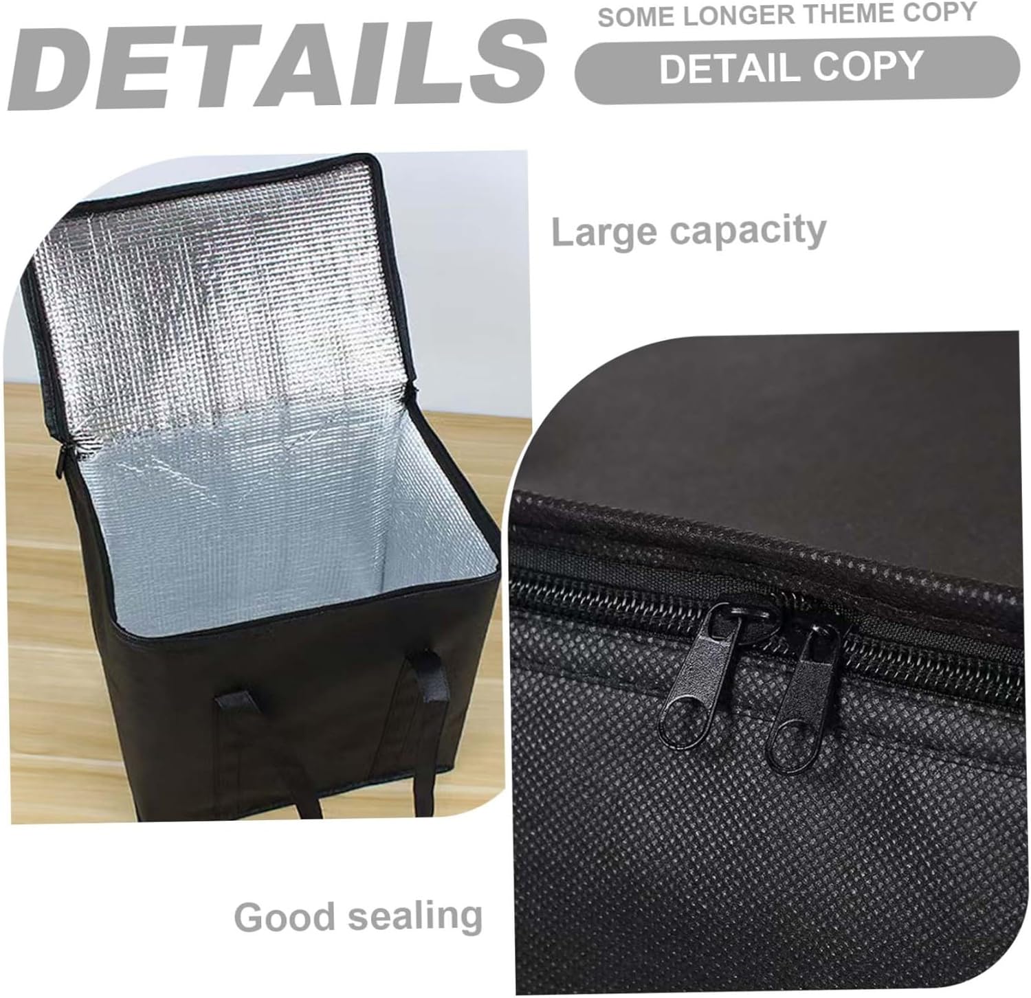 2Pcs Insulated Cooler Bag Capacious Collapsible Cooler Bag with Zipper Closure Grocery Bags for Shopping Picnics Takeout Restaurants