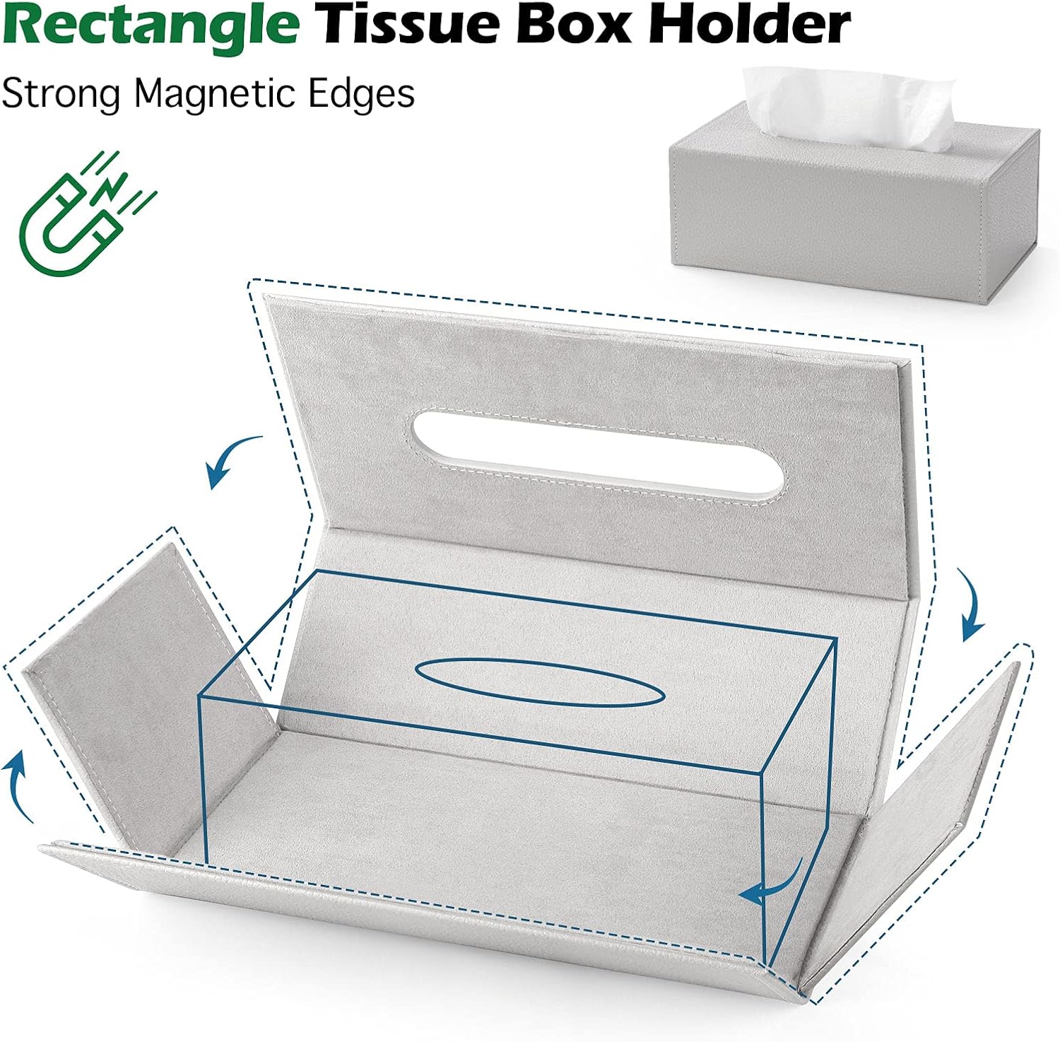 Luxspire PU Leather Tissue Box Cover, Roll Tissue Holder, Modern Square Paper Facial Tissue Holder Case Dispenser Napkin Organizer for Bathroom Counter Tops Bedroom Car, Tissue Box Covers - Black : Home & Kitchen