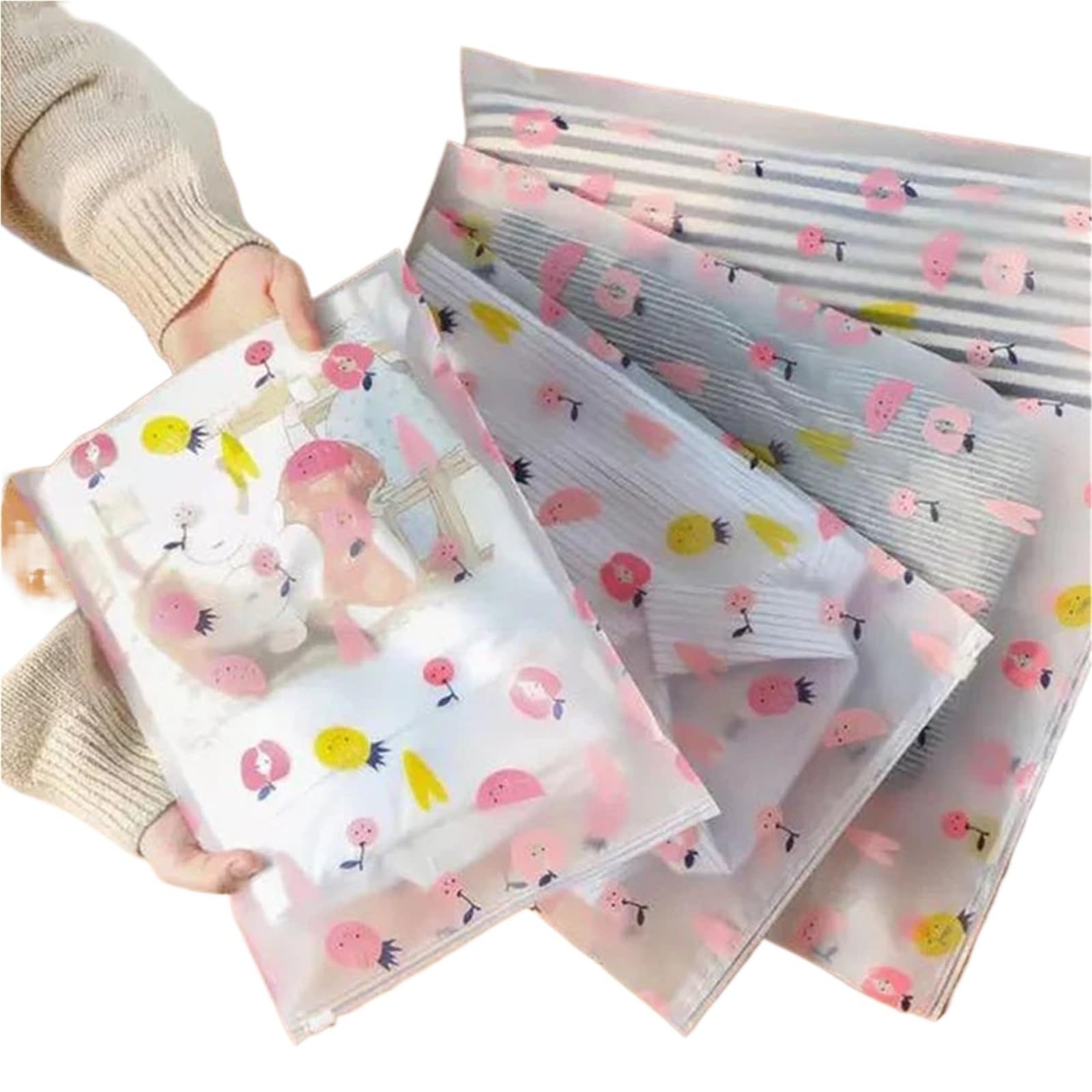 Packing Cubes for Suitcase 6Pcs Waterproof Seal Bag Travel Clothes Storage Organisation Frosted Transparent Self(20x28cm)
