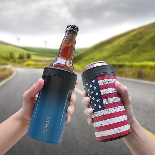 Miniatura 72 de Enfriador de latas universal aislado 3 en 1 – Aislador al vacío de doble pared de acero inoxidable delgado para botellas de cerveza de lata regular