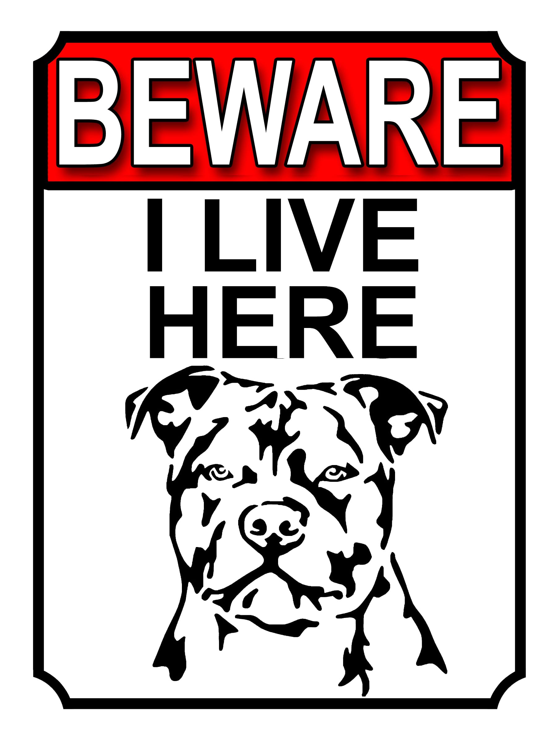 Shawprint BEWARE I LIVE HERE METAL GATE SIGN DOG (mixed, 10" x 8")