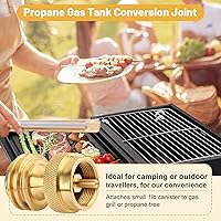 Vista 7 de OJP Adaptador de tanque de propano de 1 libra, convertidor de 20 libras a 1 libra, convertidor de latón macizo para tanques de parrilla vacíos de 20