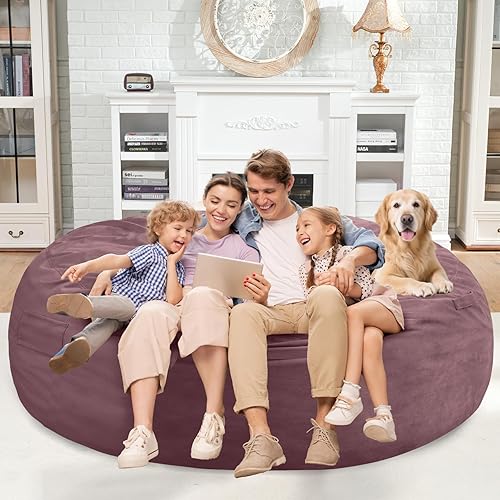 Miniatura 22 de Homguava Sillón tipo puf de 4 pies: Pufs de 4' con espuma viscoelástica rellena, grandes sillones tipo puf, sofá suave con funda de terciopelo Negro