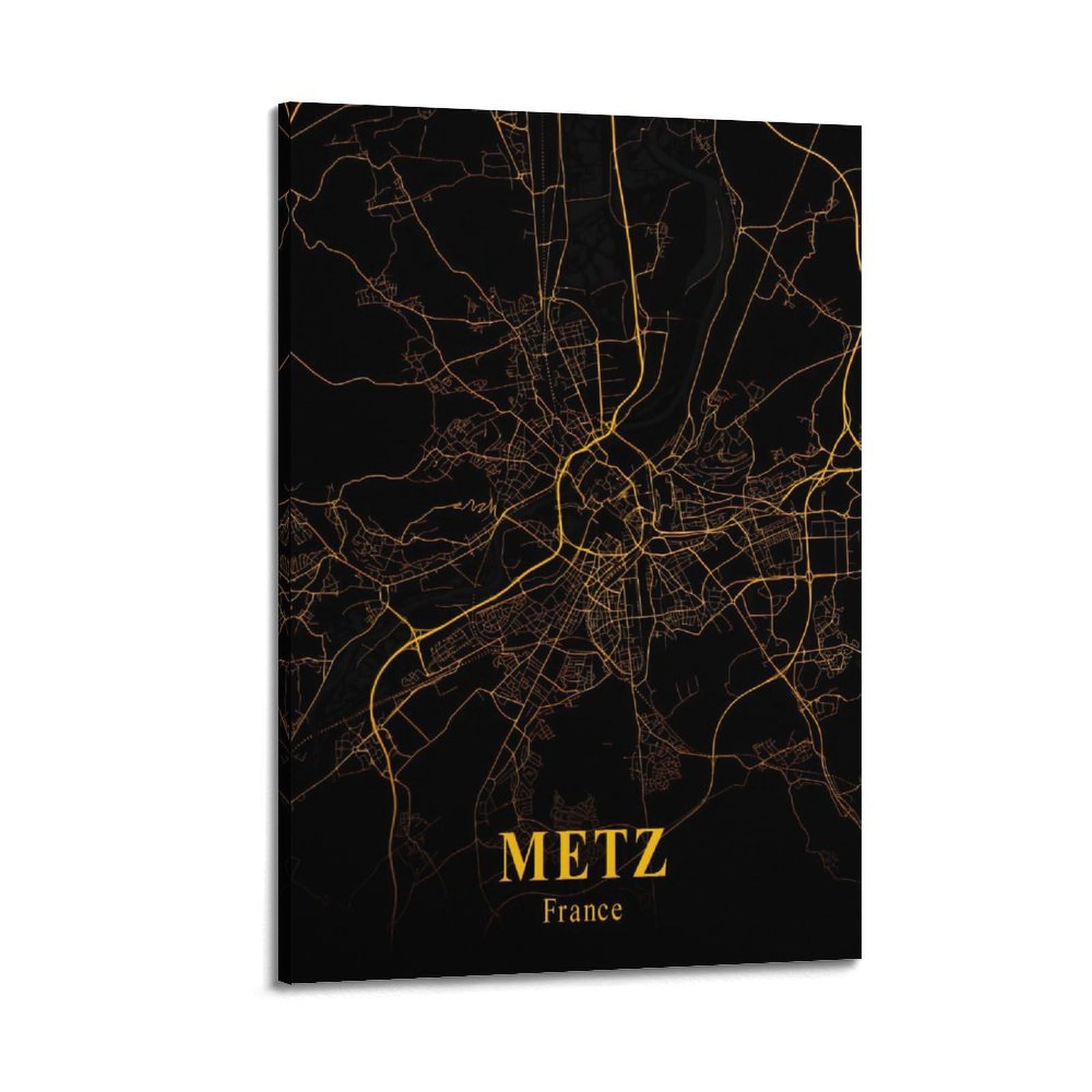 BPQN Poster carte rétro Europe France Metz 60 x 90 cm