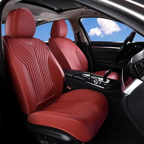 FLORICH Leather Car Seat Covers Luxury Front Car Seat Cover Automotive Car Seat Covers Waterproof Car Seat Protector Cushion Universal Fit for Most Cars Trucks SUV, Red
