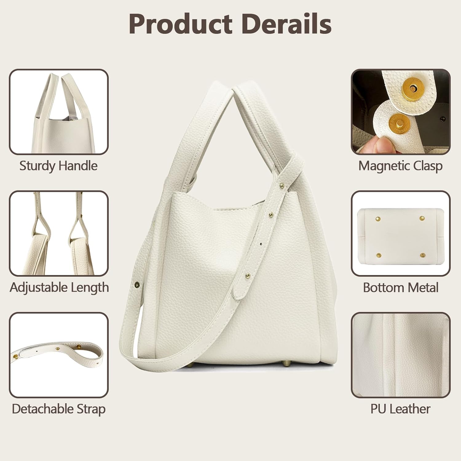 Bucket Bags for Women Leather Crossbody Bucket Handbag Bucket Purses with Removable Shoulder Strap - Image 6