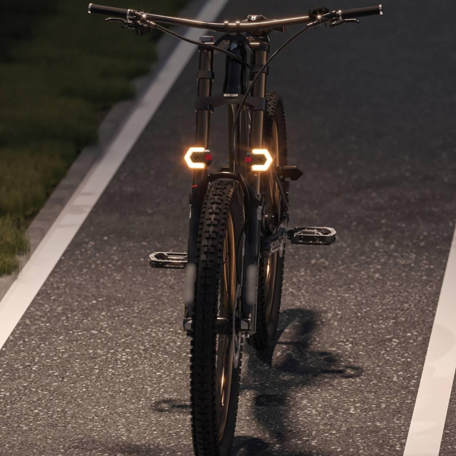 perfk Freccia Bici Luce Indicatore Fanale Campanello Allarme Rimovibile in Fibra di Carbonio Senza Cablaggio per Segnalazione di Svolta E Maggiore