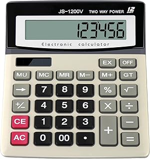 Desk Calculator, 12 Digit Calculators with Large Sensitive Buttons and Large Display, Solar Battery Dual Power Office Calculator, Standard Function Desktop Calculator for Office Business Home School