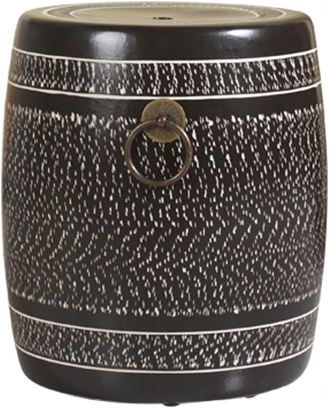 Decorative Stool,Outdoor Stool, Round Ceramic Garden Stool，Decorative Side Table Garden Stool，for Garden, Patio, Lawn, Home Indoor & Outdoor(Black)