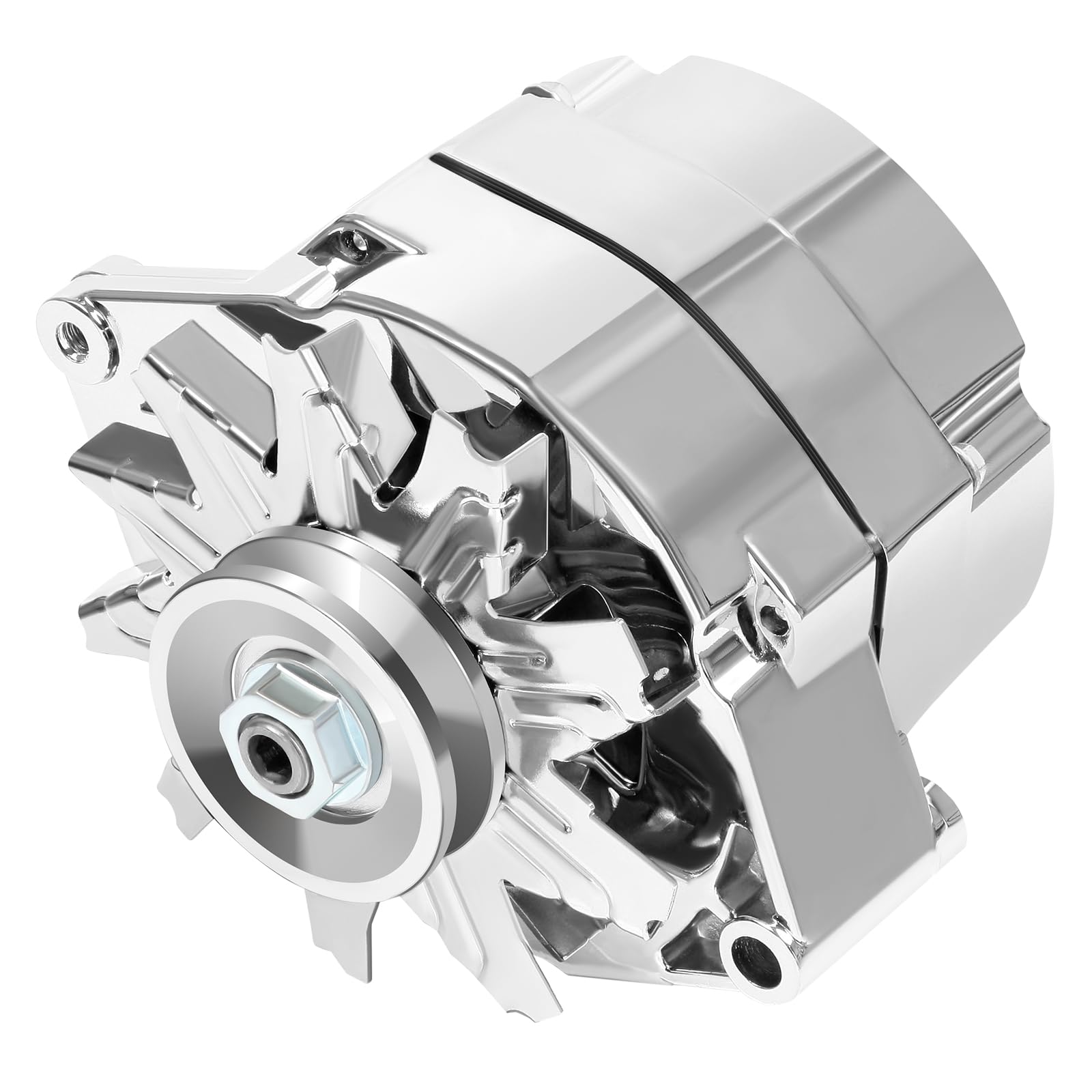 Automotive Alternator Chrome for 120Amp 1 Wire Self Exciting Street Rod GM 305 350 BBC SBC Replaces 240-203-3DC ADR0335-C-image-22