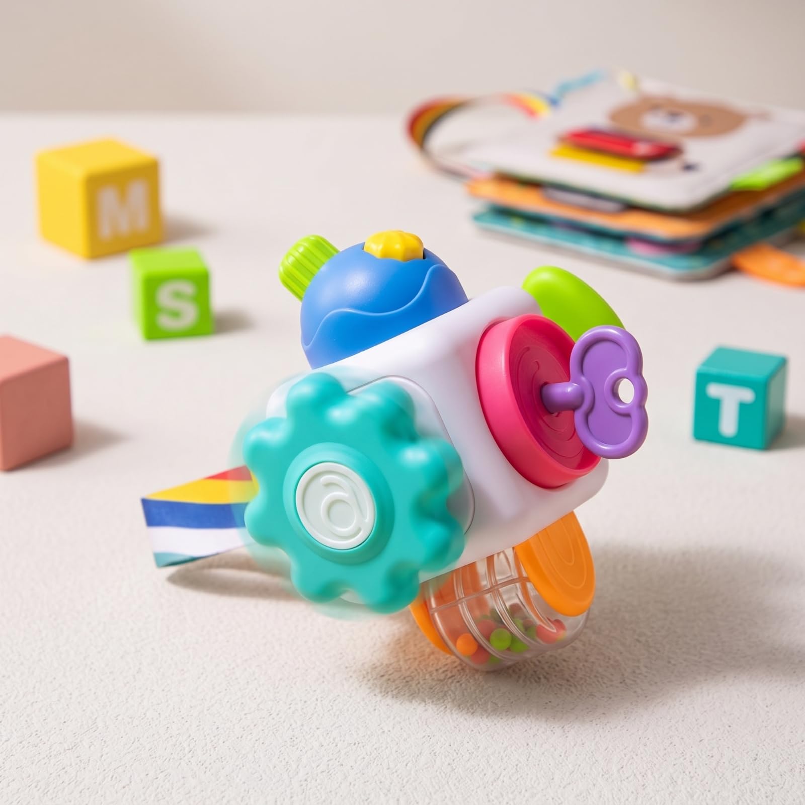 Children Busy Board Palla Sensoriale Interattiva Bambini Gioco Educativo Apprendimento Precoce Elementi Rotanti Scorrevoli Spingibili Presa Facile