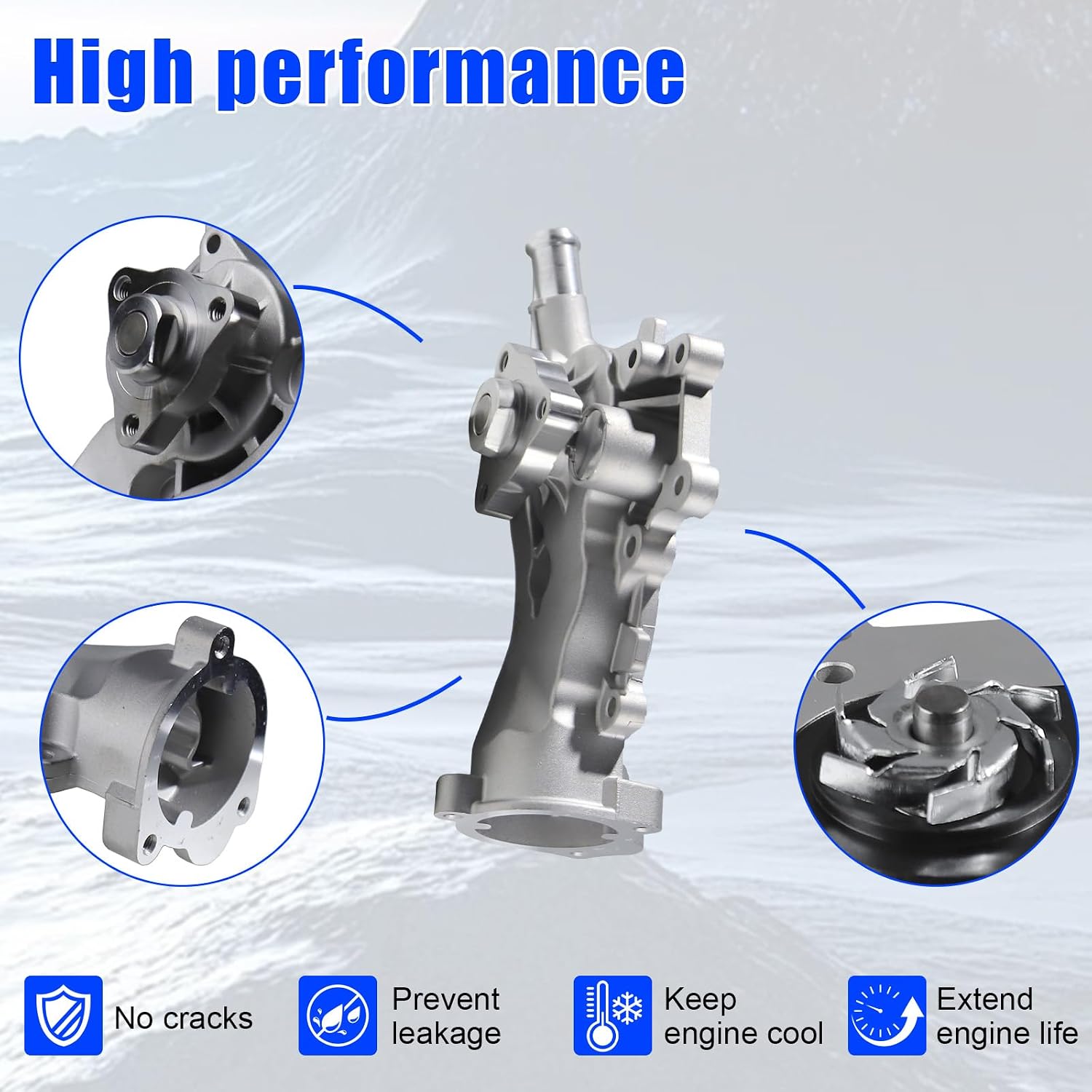 AW6662 Auto Engine Water Pump with Thermostat Kit Fits for Buick Encore 13-20, for Chevy Cruze 11-16, for Sonic 12-20, for Trax L4 1.4L 13-20 Turbocharged Engine 25192709 55565336 902808