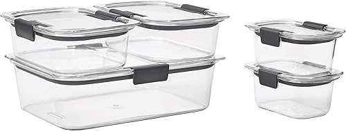 Miniatura 2 de Rubbermaid Brilliance - Recipientes de almacenamiento de alimentos a prueba de fugas con tapas herméticas juego de 5 unidades 10 piezas en total sin