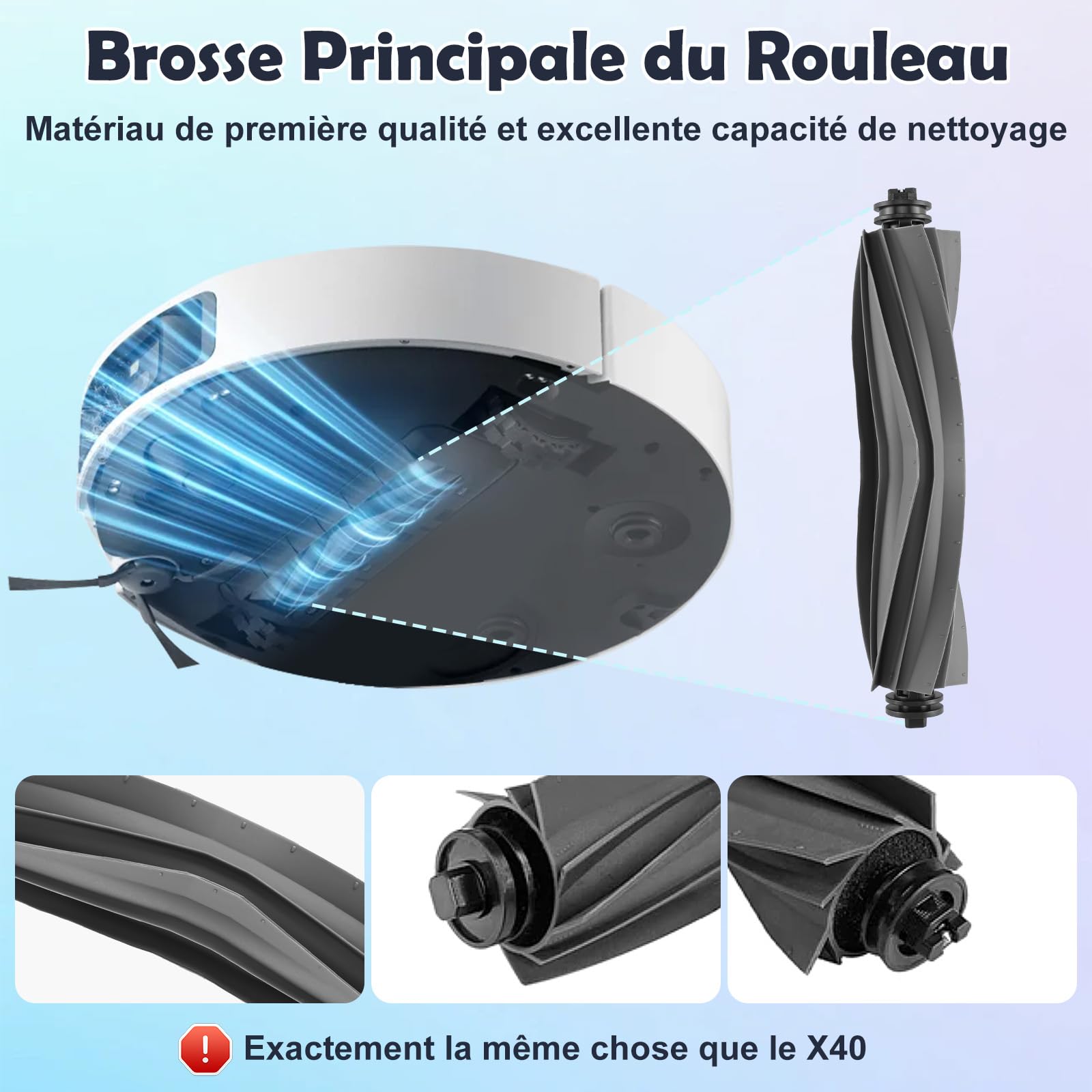 Accessoires de Rechange pour Dreame L10s Ultra Gen 3, L50 Ultra AE, X40/L40 Ultra, Mova P50 Pro Ultra Robot Aspirateur, 2 Brosses Principales, 4 Filtres, 6 Brosses Latérales, 6 Serpillières, 4 Sacs