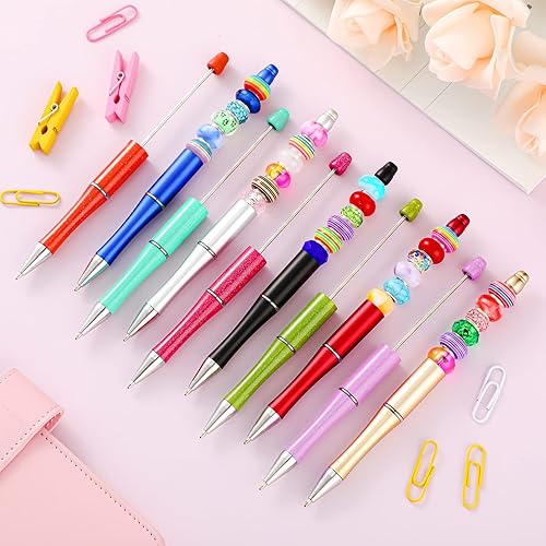 Miniatura 5 de Bolígrafo de plástico con cuentas, con cuentas surtidas, tinta negra, con recargas adicionales para adolescentes, estudiantes, suministros de