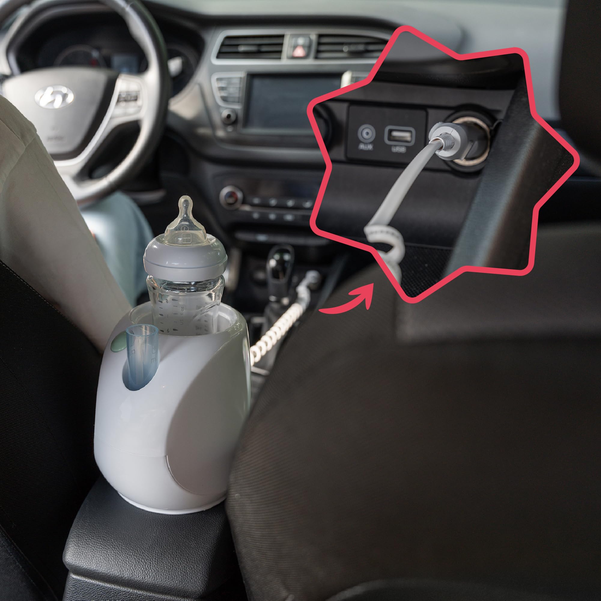 Badabulle Scaldabiberon Casa Easy(+), Riscaldamento a vapore, per la Auto e Casa, universale grazie al suo anello adattatore