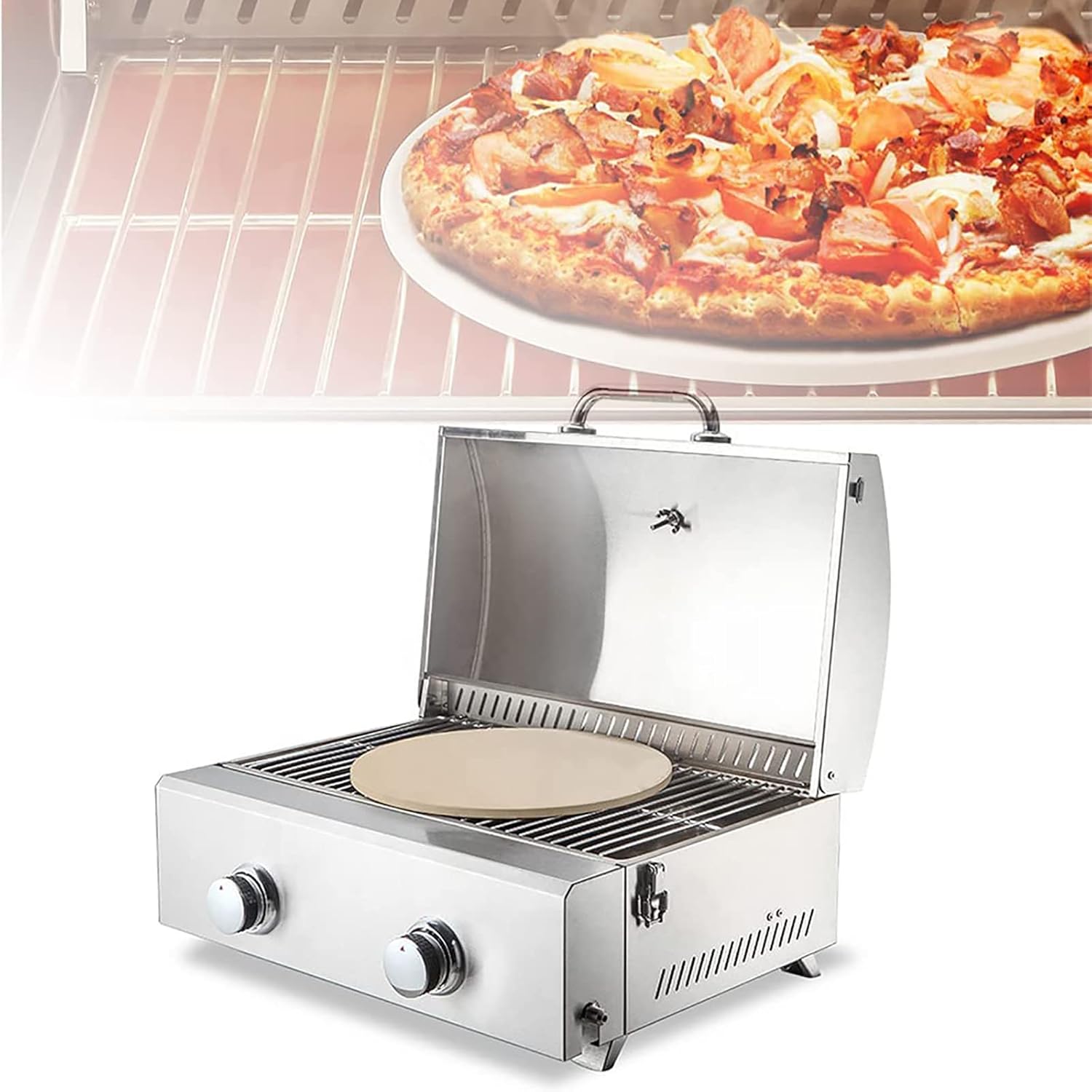 Stainless Steel Pizza Oven, Countertop Snack Toaster Oven, 360° Uniform Temperature/Energy Saving and Environmental Protection, for Outdoor Baking Equipment