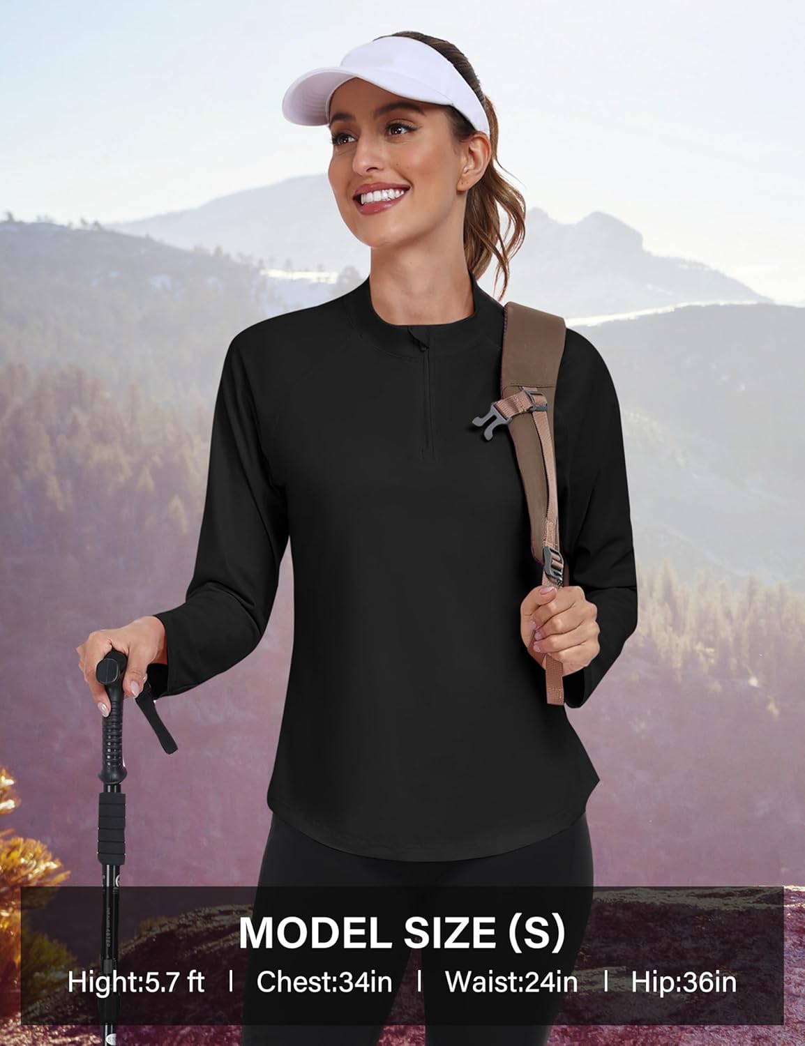 MoFiz Women's Golf Polo Shirts Long Sleeve 1/4 Zip UPF 50+ UV Sun Protection Quick Dry Workout Hiking Athletic Tops - Image 6