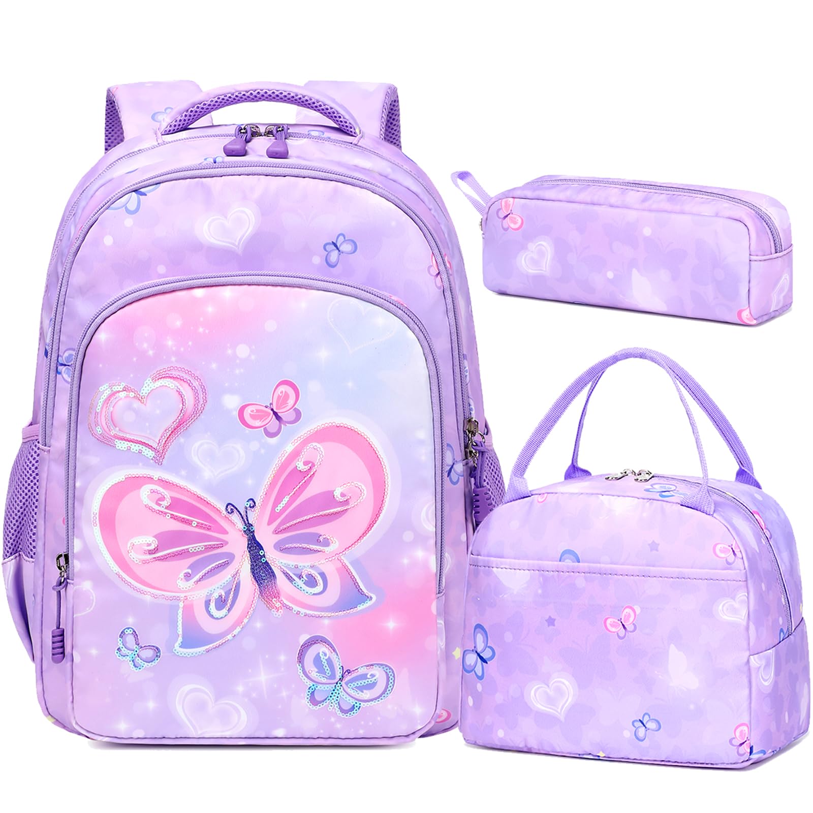 Dafelile Girls Backpack for Elementary Unicorn Backpack Kids Backpack School Bookbag for Girls 3 in 1 Set Back to School
