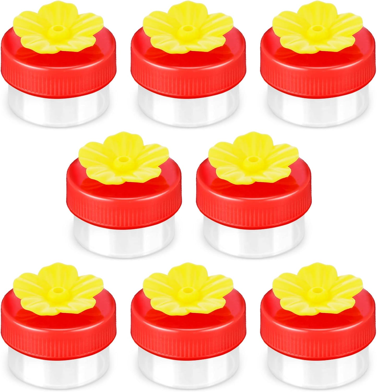8 Packs Handheld Hummingbird Feeders Window Hummingbird Feeder with Perch Plastic Flower Finger Mini Hand Feeding Tools for Outdoor Supplies(Clear Bottom)