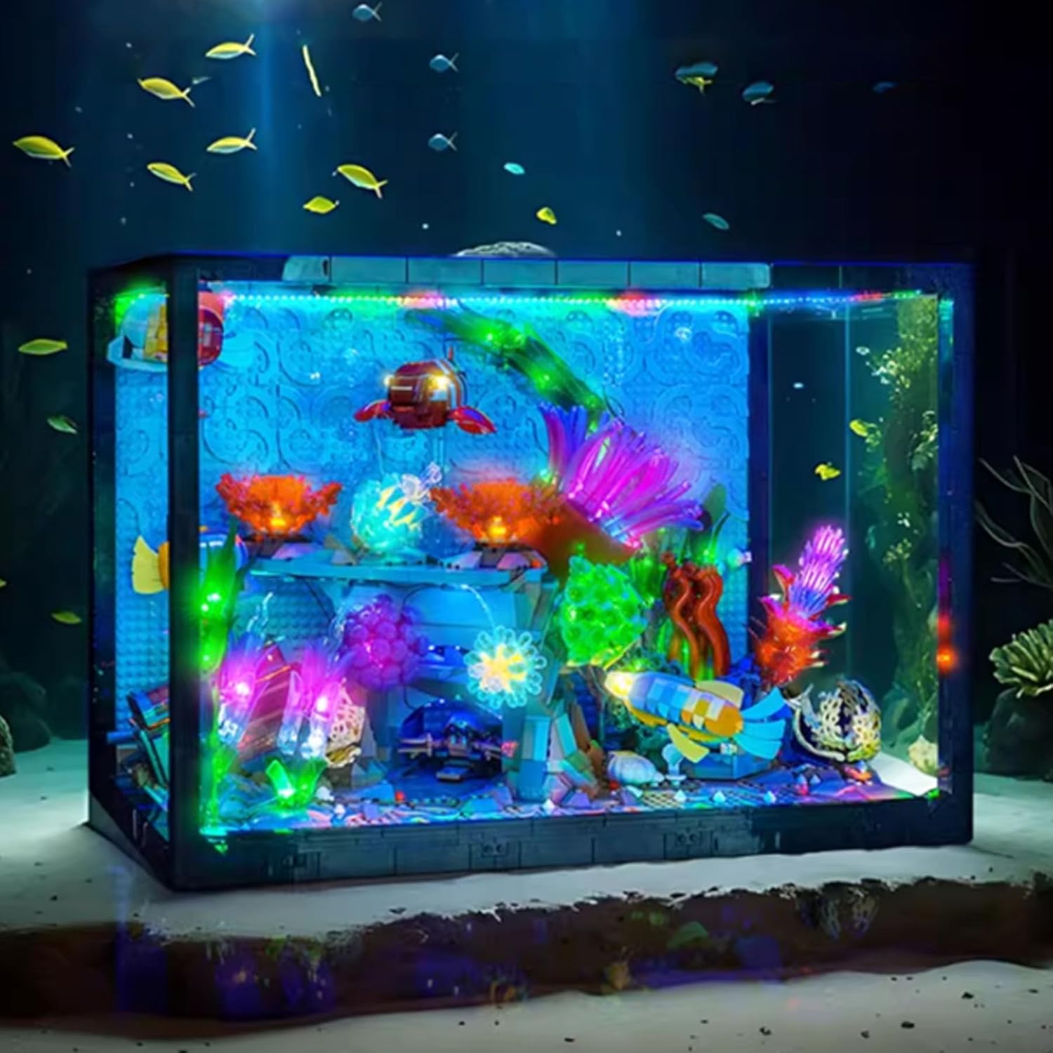 LED Lighting Kit Compatible with Lego 10366 Tropical Aquarium Fish Tank Series LED Light Set (Model Kit Not Included - Lighting Components Only) (18-Key Control Style)