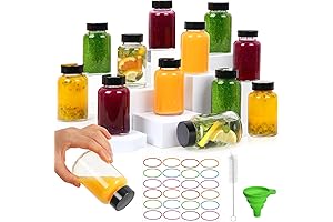 4oz Glass Shot Bottles Set of 16 with Leak-Proof Lids - Perfect for Ginger Shots