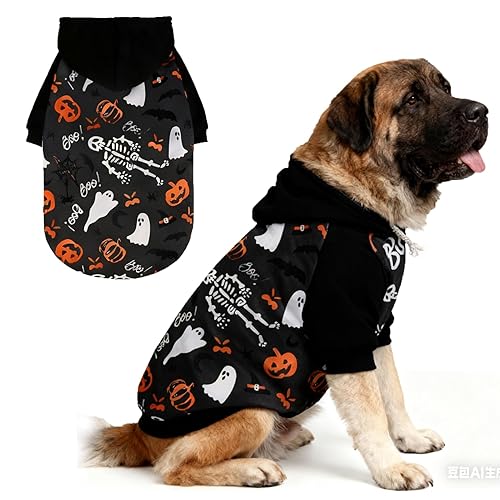 EXPAWLORER Halloween Dog Hoodie,Soft Dog Sweater,Winter Autumn Fleece Sweatshirt with