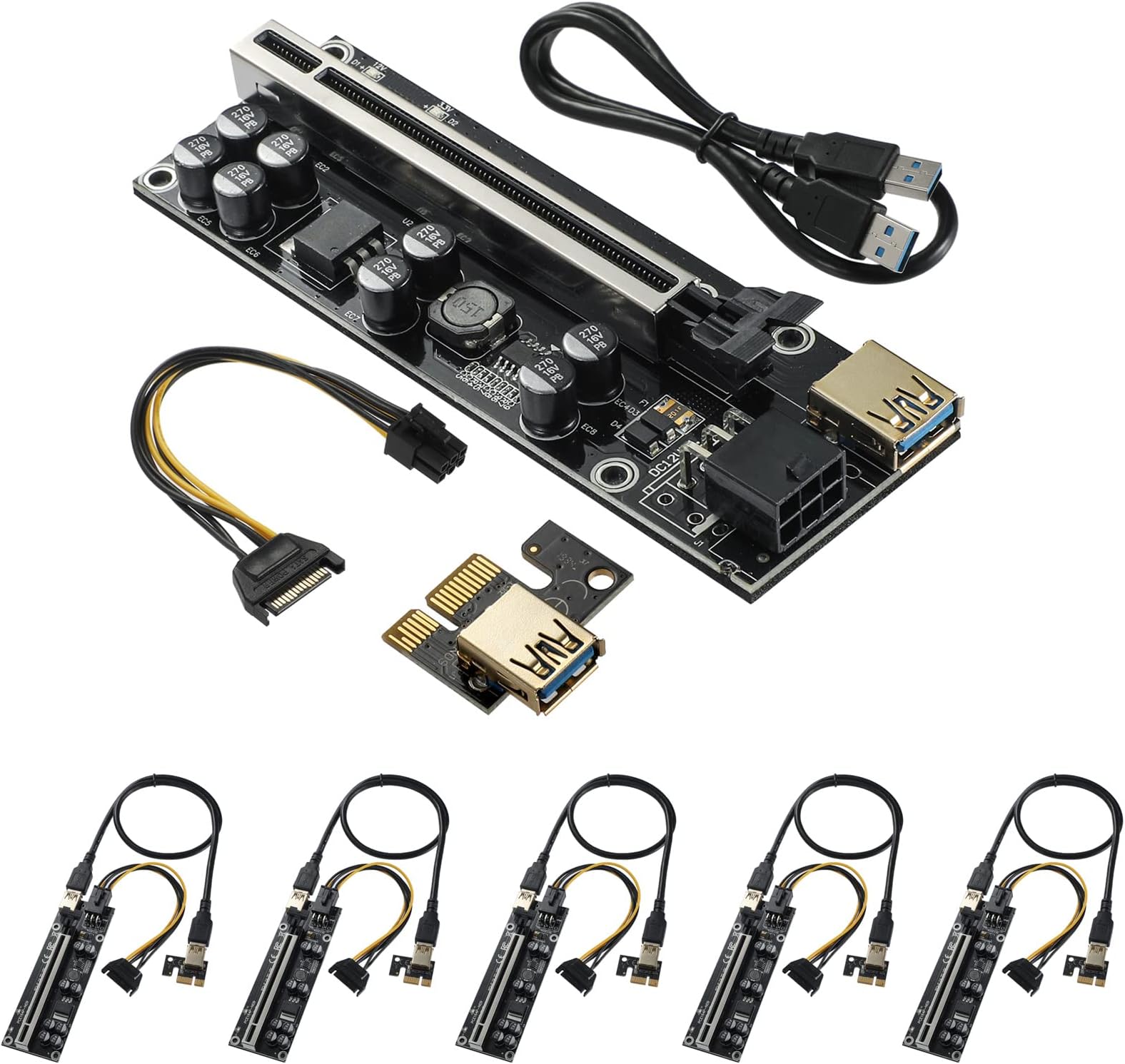 Amazon.com: PCIe Riser Card Latest Adapter 6-Pin 1x to 16x For Mining ...