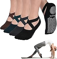 Vista 48 de Ozaiic - Calcetines de yoga para mujer con correas y agarres antideslizantes, ideales para pilates, Pure Barre, ballet, danza y entrenamiento