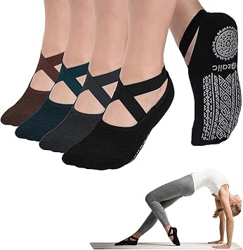 Ozaiic Pilates Socks for Women Non Slip Grip Yoga Barefoot Indoor Workout
