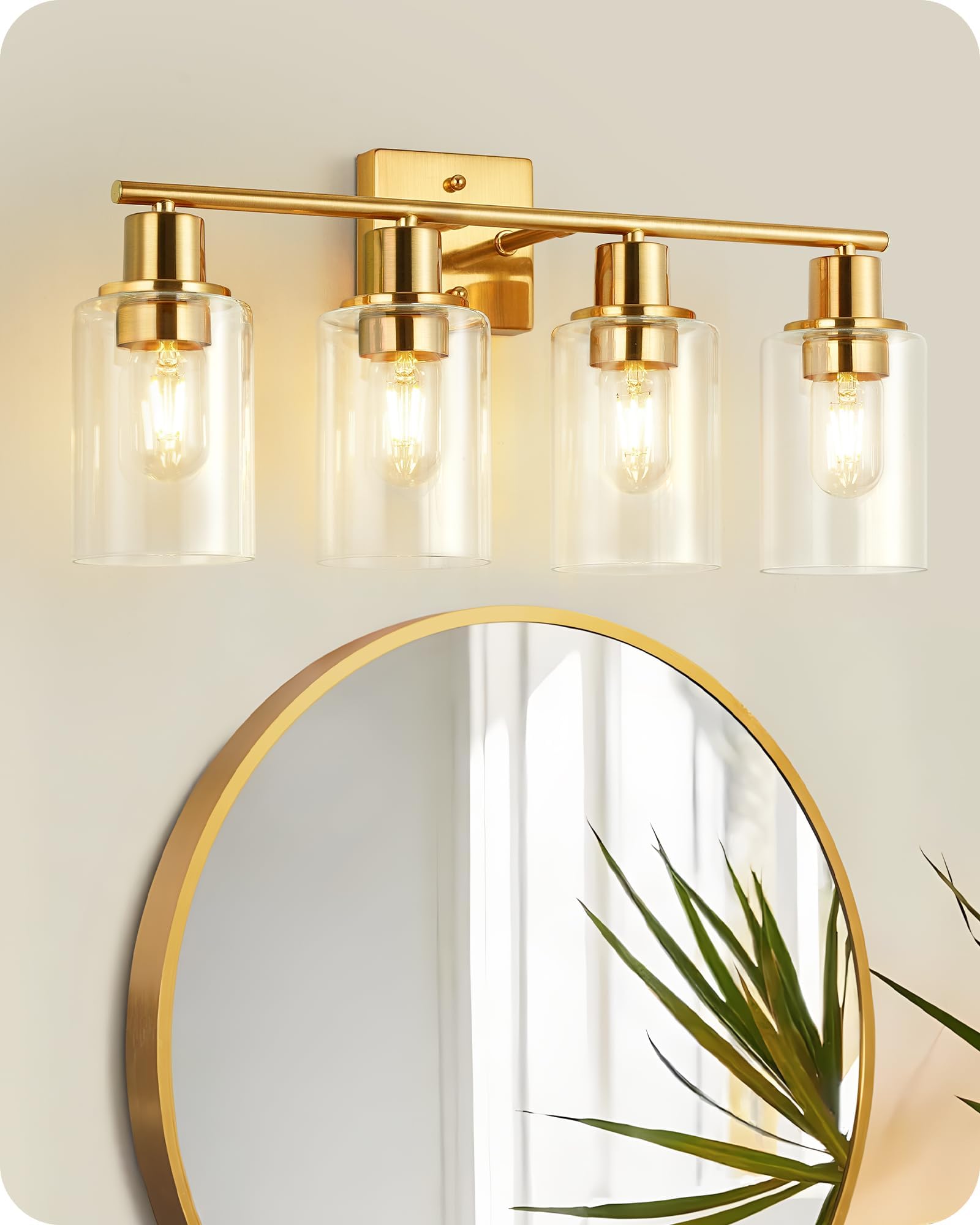 Dpyrrhic 3-Light Bathroom Vanity Light with Clear Glass Shade, Bathroom ...