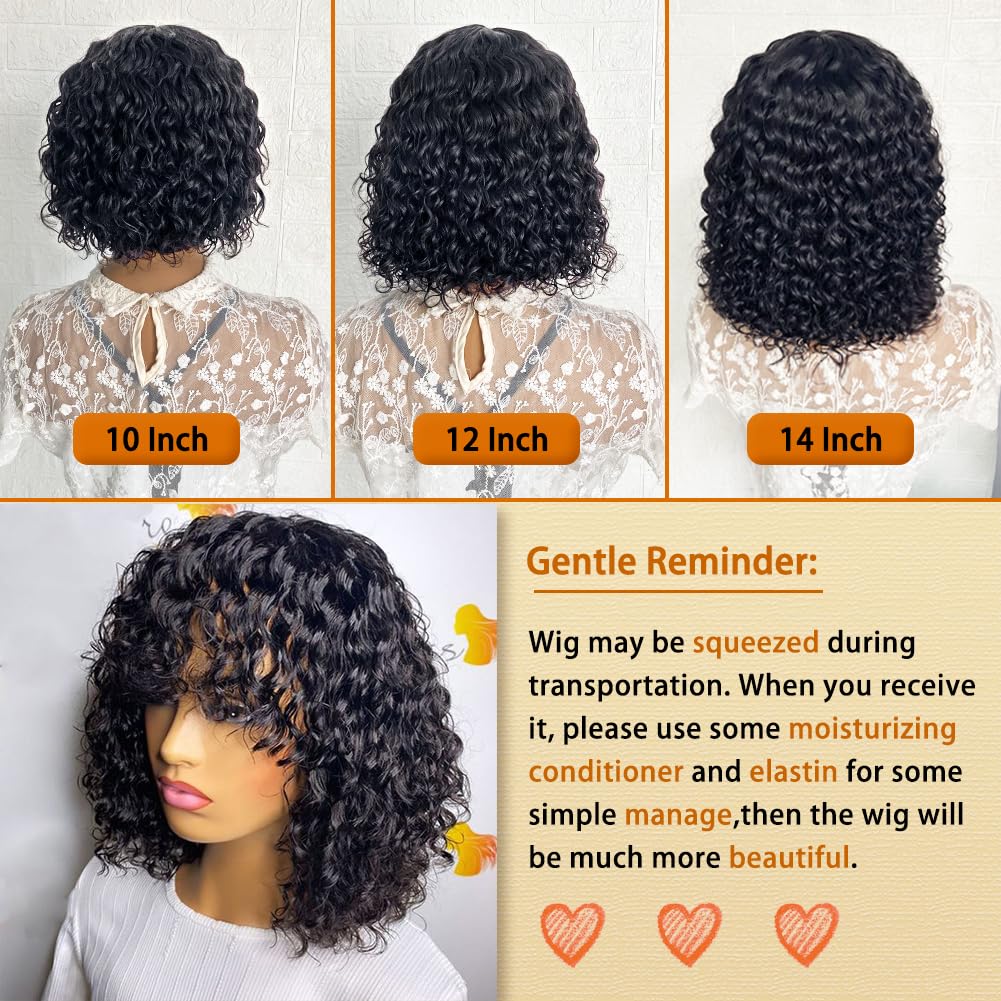Amazon.com : ALISFEEL Short Water Wave Human Hair Wig with 