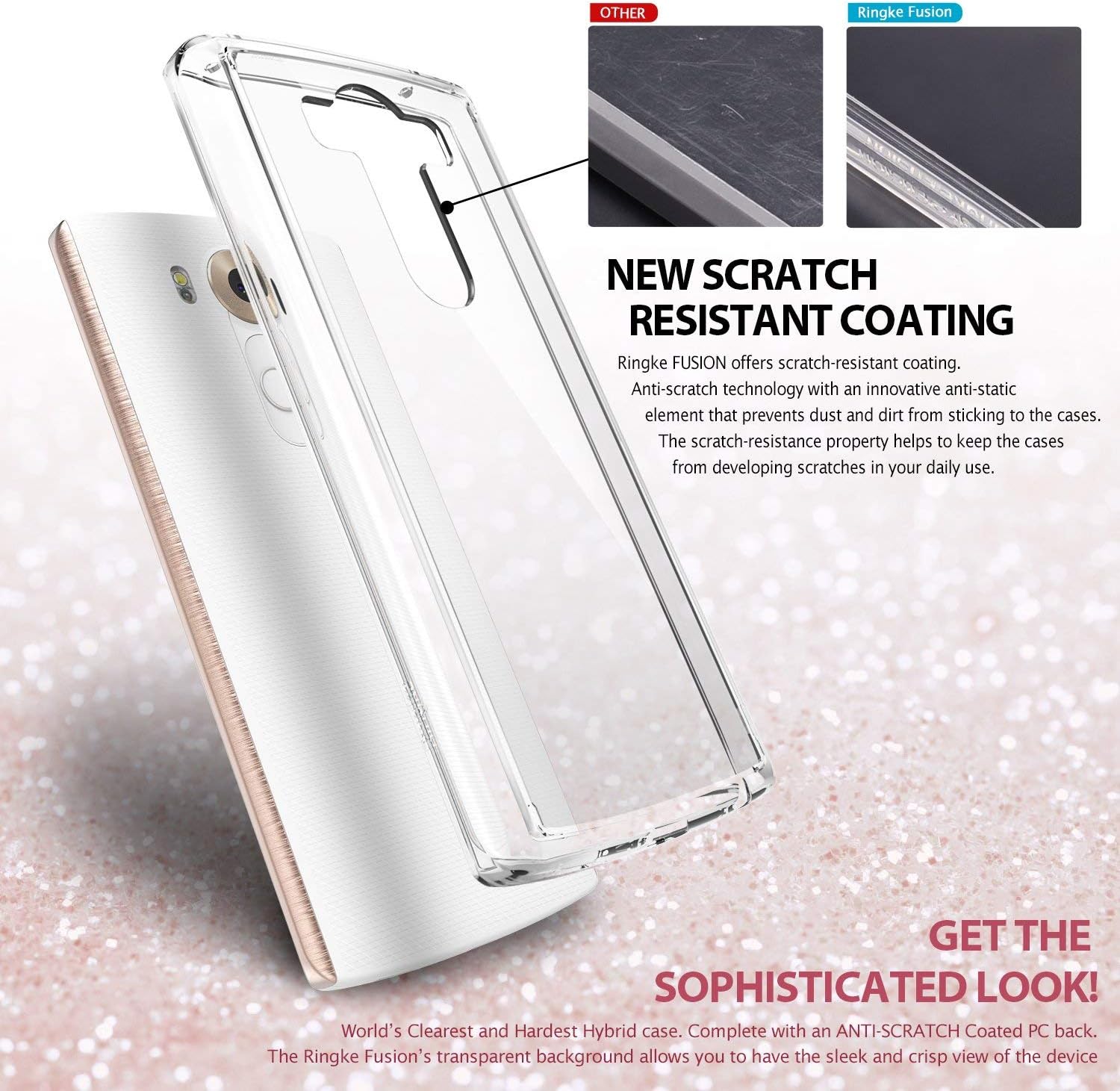 Ringke Fusion Compatible with LG V10 Case Crystal Clear PC Back TPU Bumper with Screen Protector Drop Protection, Shock Absorption Technology for LG V10 - Clear