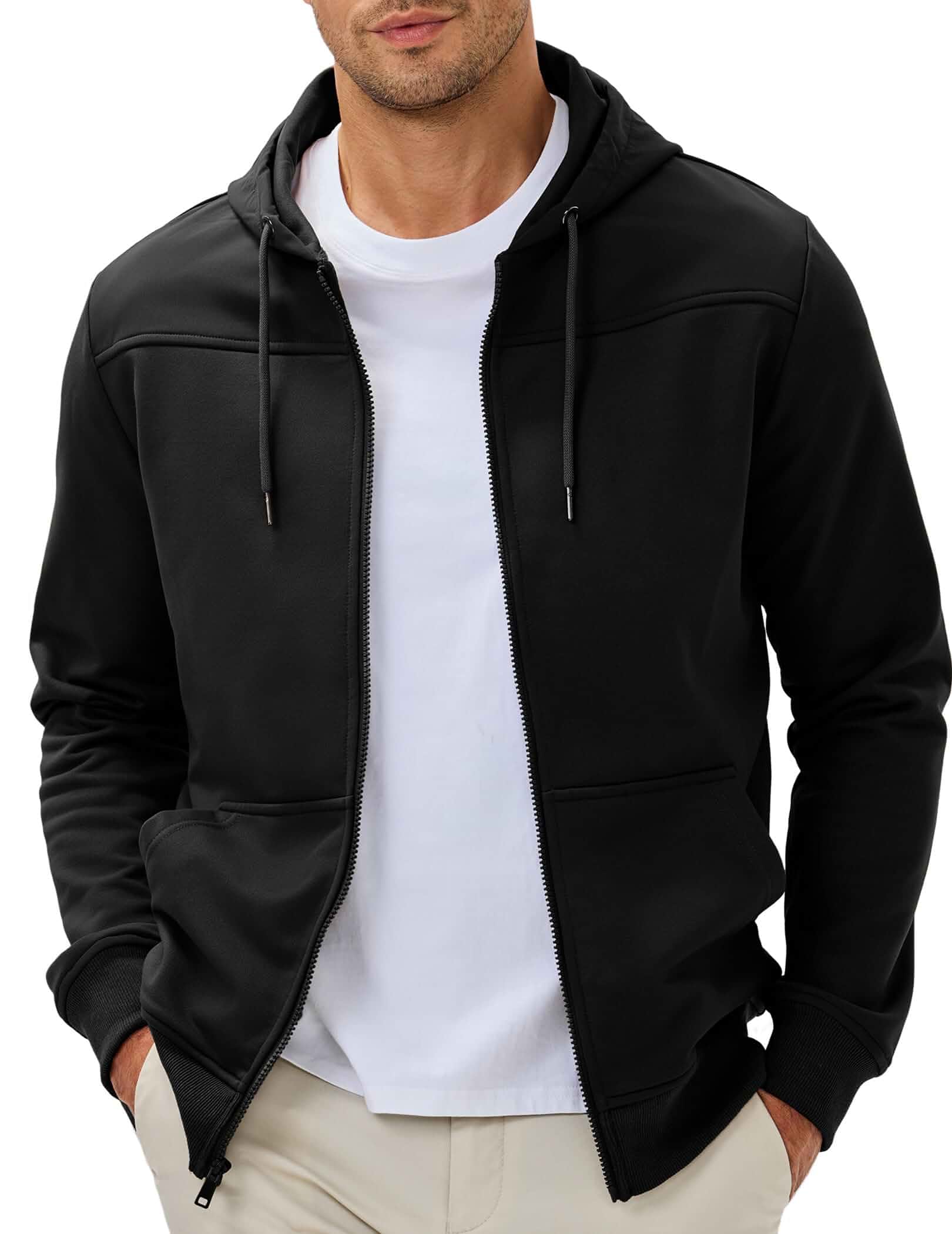 JMIERR Men's Colorblock Zip Hoodie Lightweight Jacket Soft Lightweight Fabric, Colorblock Panels, Full Zip Closure, Drawstring Hood, 2 Front Pockets, Ribbed Trim, Casual Jacket