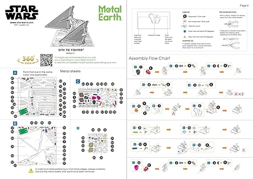 Miniatura 8 de Fascinations - Kit de metal 3D de Star Wars Rise of Skywalker Sith Tie Fighter con pinzas