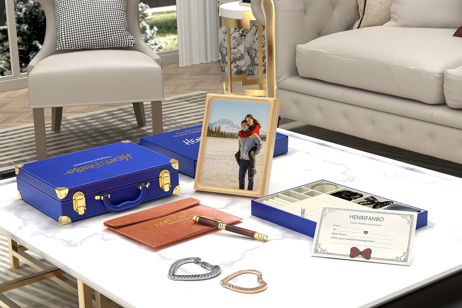 4x6 Picture Frame, 6x8 Walnut Frame with Anti-Reflective Glass & Heirloom Wood Pen, Wedding, Anniversary, Mother's Day & Birthday Gift for Woman