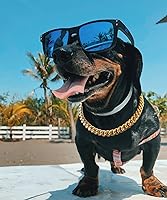 Vista 4 de Collar de perro con cadena de oro, 0.59 pulgadas, lindo collar de oro para mascotas, collar de oro para bulldog de metal ligero, joyería de cachorro