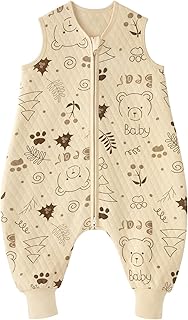 Looxii Schlafsack Baby mit füßen 1.0 Tog Baumwolle BabySchlafsack Herbst Ganzjahres Schlafsack mit Beinen für Kinder 18-36 Monate Jungen Mädchen 80 cm