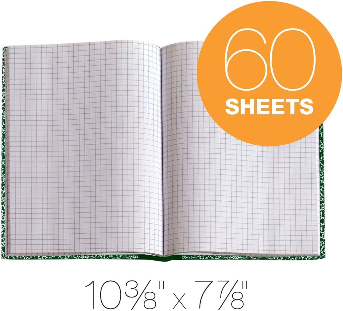 TOPS Lab Notebook, 10 x 7 3/8 Inches, Hard Marble Cover, Quadrille Ruled, 5 Squares per Inch, 60 Sheets, White, (35128) : Science Laboratory Notebooks : Office Products