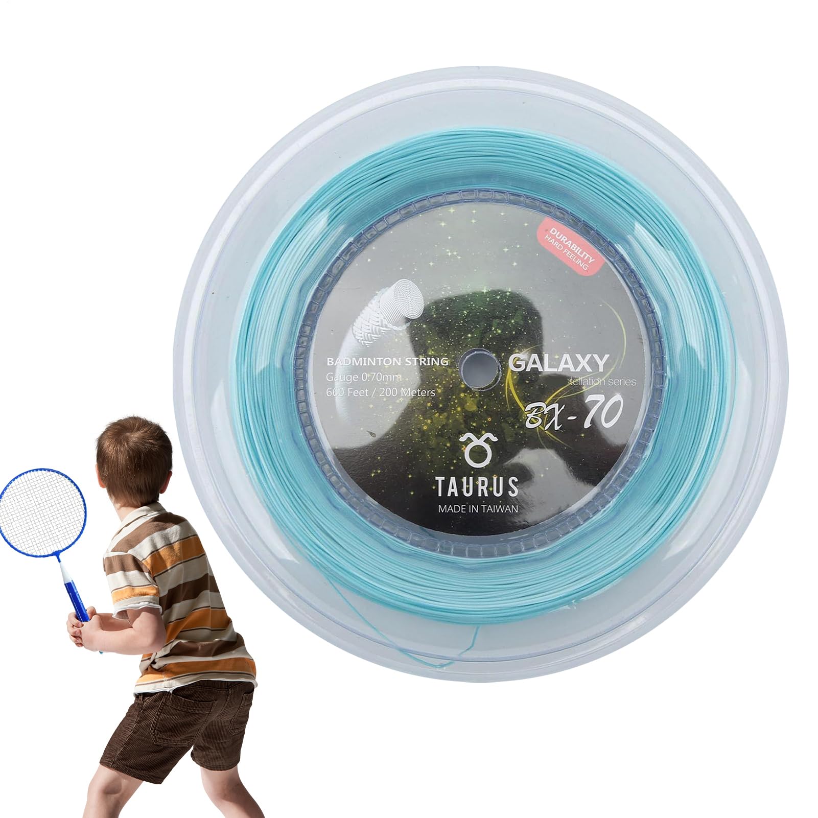 Corde De Badminton À Grand Disque Constellation Series BX70 – 200 M / 656 Pieds, Corde D'entraînement Haute Élasticité De 0,7 Mm | Remplacement Durable Des Cordes De Raquette Pour Les Débutants, Les A
