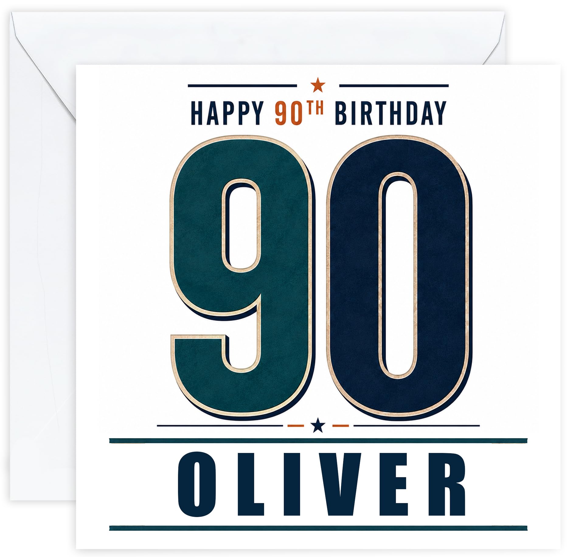 Personalised 90th Birthday Card for Him | Ninetieth Birthday Card for 90 Year Old Men | Husband Dad Grandad Great Grandad Brother | Male Birthday Card with Name (Design 10)