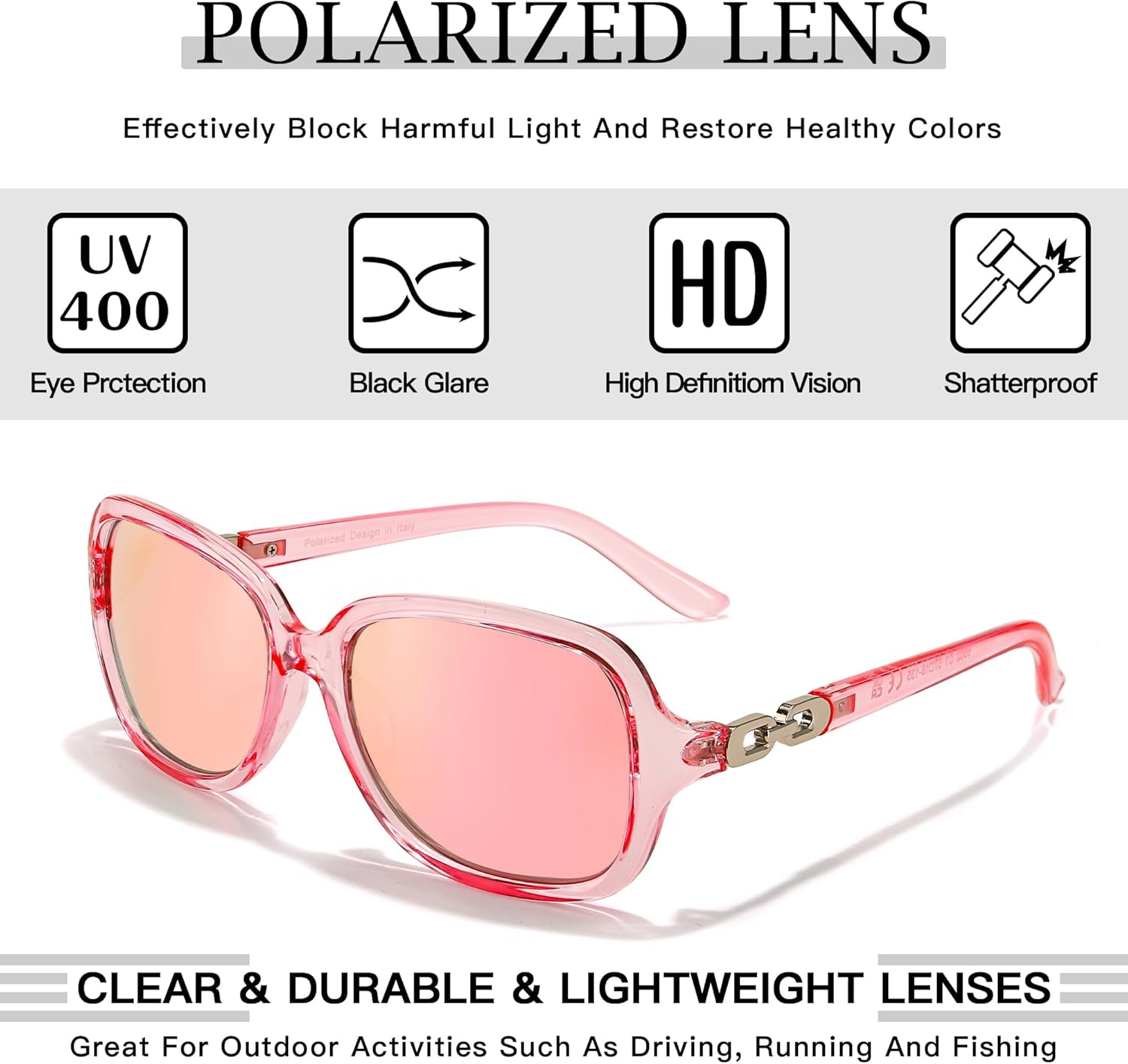 SIPHEW Women's Polarized Sunglasses - Wrap Around Stylish Square Oversized Frame w UV Protection Sun Glasses for Women - Image 7