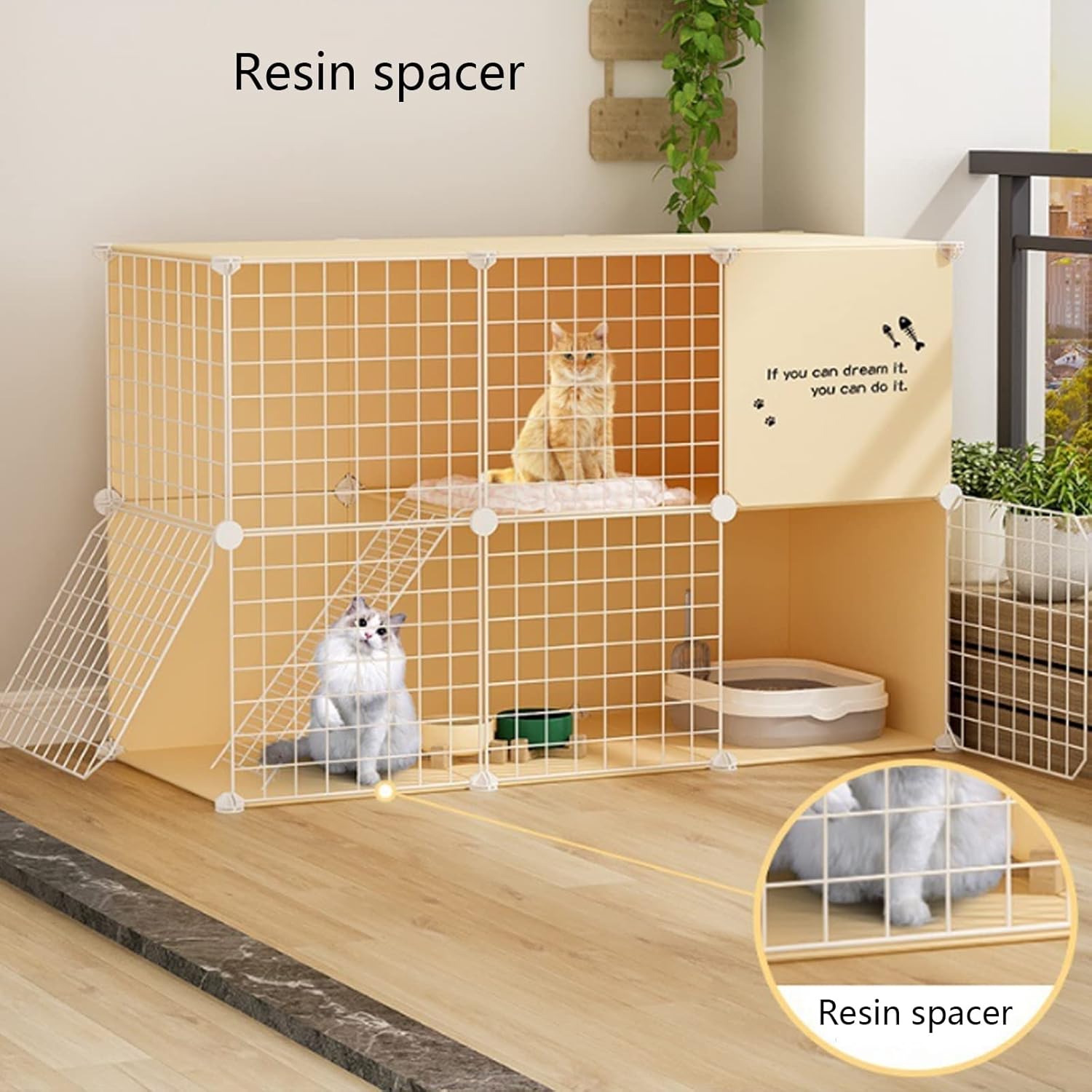 猫ケージ - 猫囲い、屋内DIY猫プレイサークル、2/3段取り外し可能な犬小屋クレート、折りたたみ式ペットアパート、自宅、屋内、居心