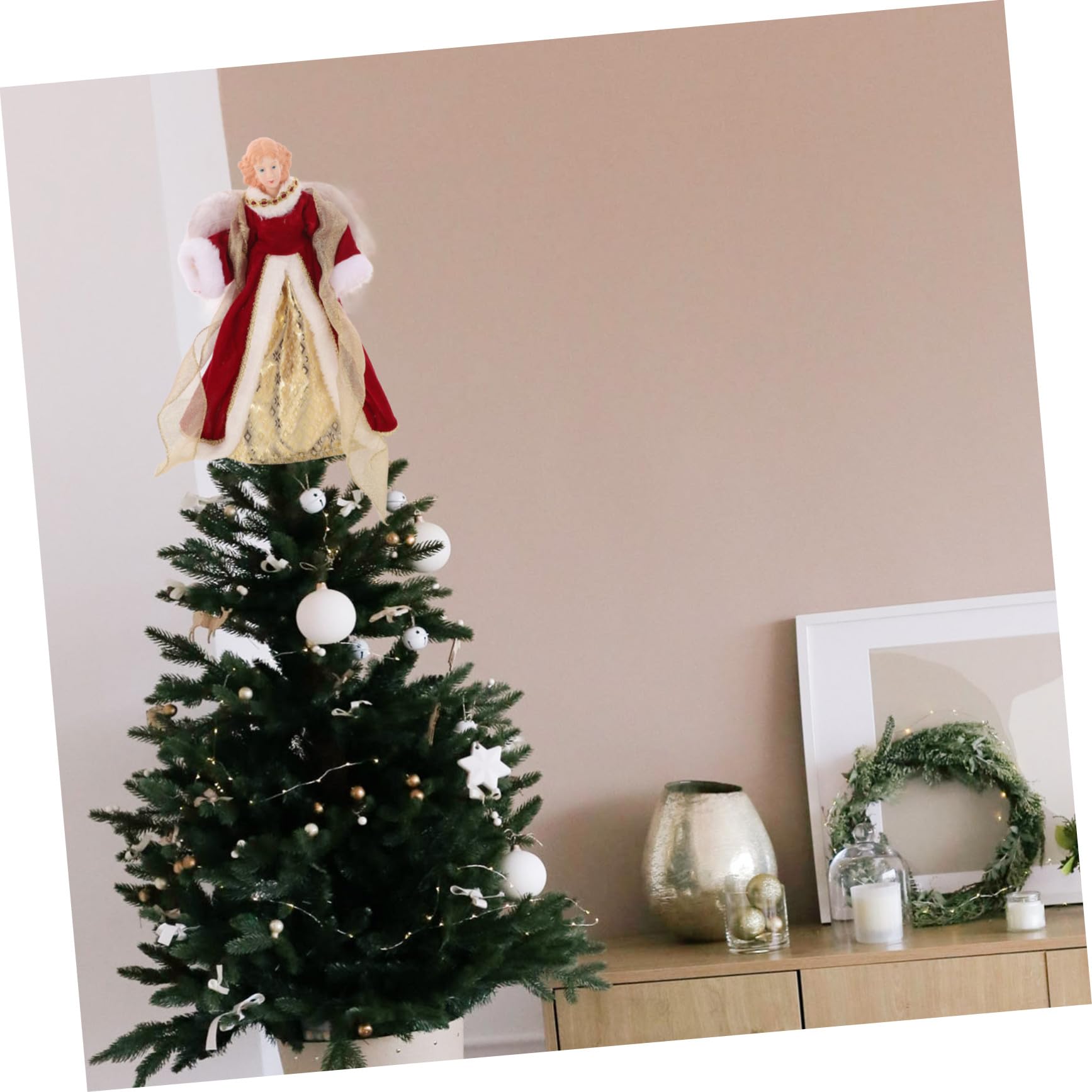 Homoyoyo Engel Weihnachtsbaumspitze für Dekoration Figuren mit Flügeln für Festliche Atmosphäre