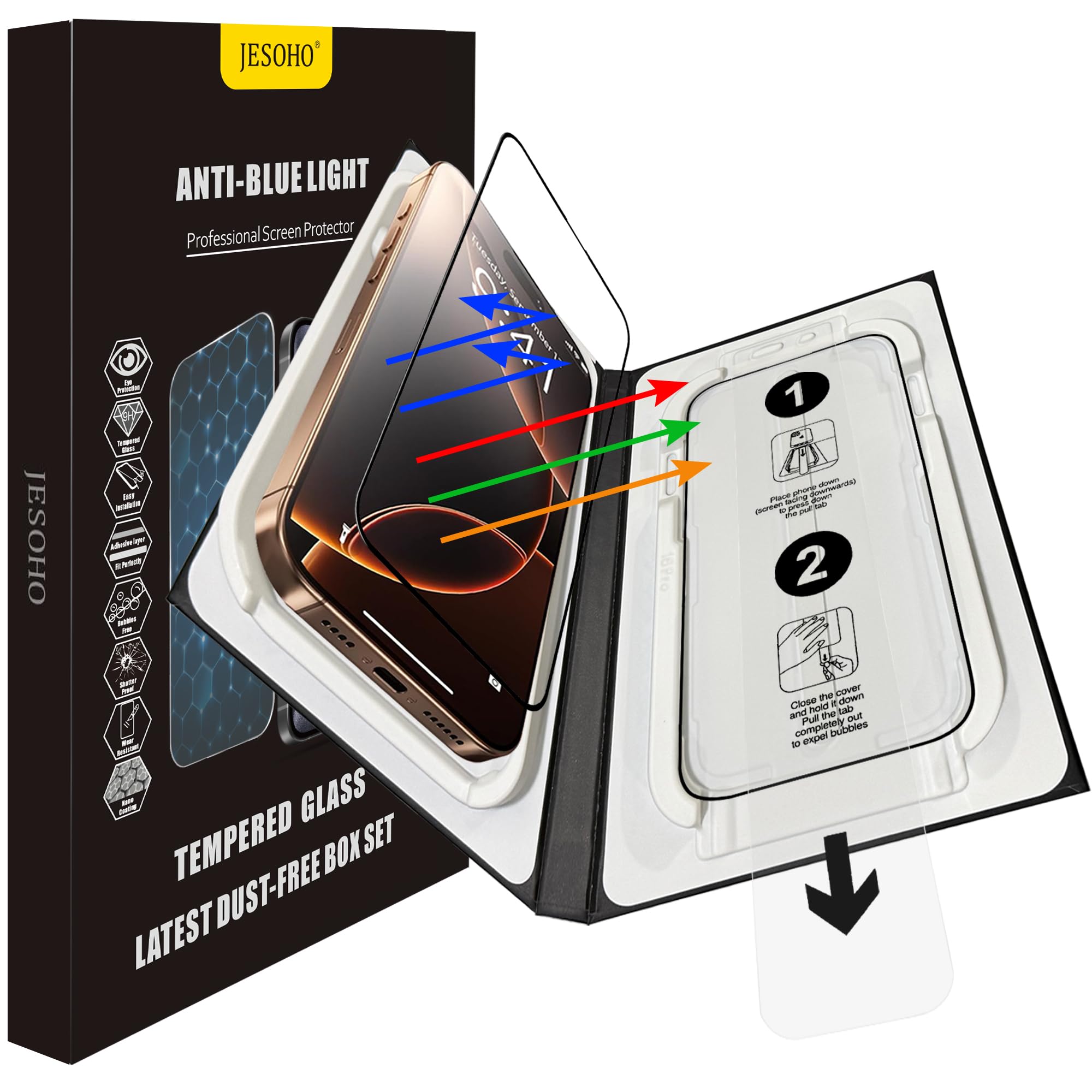 JESOHO 2-Pack for iPhone 16 Pro & iPhone 17
