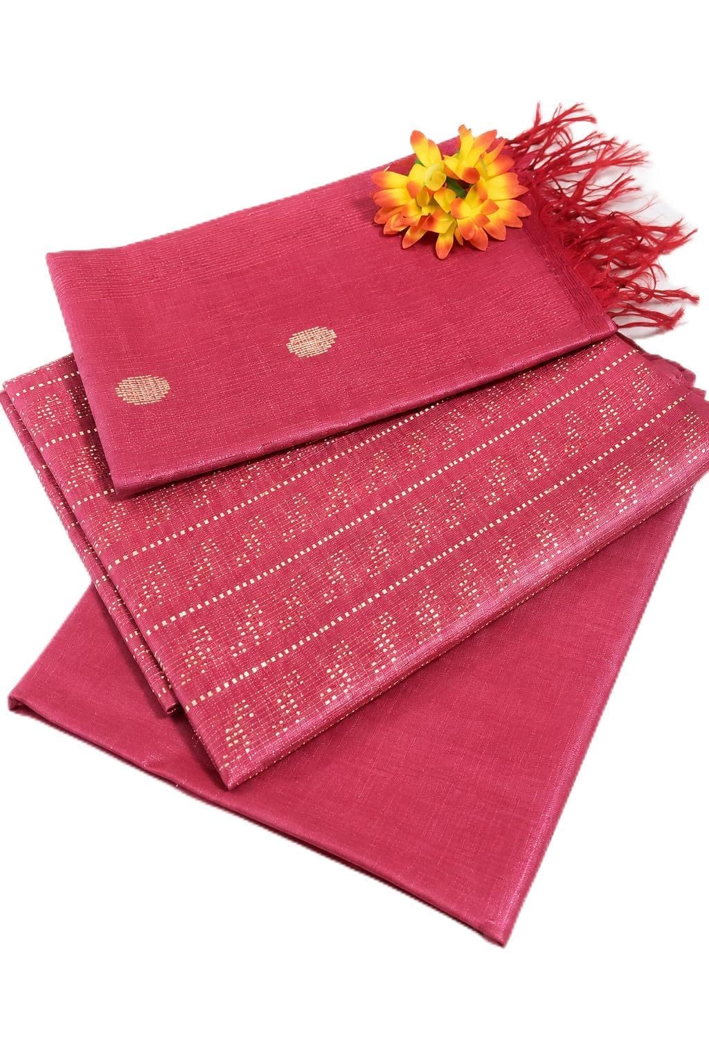 haider ali and sons Handloom Semi Tussar Silk Unstitched Suit Set for Women with Dupatta | Salwar Suit Dress Material for Women & Girls | Top - 2.5 Mtrs, Bottom - 2.50 Mtrs & Dupatta - 2.3 Mtrs_Pink-picture-30