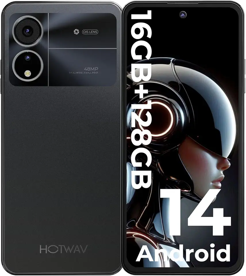 HOTWAV Note 12 2024 Android 14 Teléfono Móvil, 16GB RAM+128GB ROM/1TB, Batería 5160mAh Moviles Libres 6,8 Pulgadas HD+,48MP+16MP Octa Core Smartphone 2024 Dual 4G SIM/Face ID/Fingerprint/OTG/GPS/BT5
