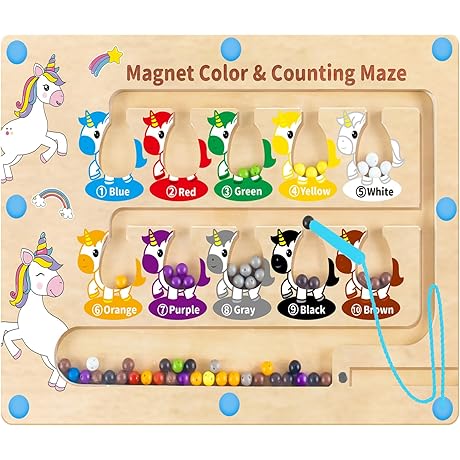 Montessori Educational Toys: Magnetic Wooden Color and Number Maze